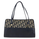 Christian Dior Trotter Canvas Hand Bag Navy Gold Auth 154735-13