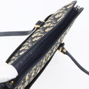 Christian Dior Trotter Canvas Hand Bag Navy Gold Auth 154735-6