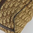Christian Dior Trotter Canvas Boston Bag Beige Gold Auth 154736-9