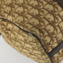 Christian Dior Trotter Canvas Boston Bag Beige Gold Auth 154736-14