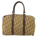 Christian Dior Trotter Canvas Boston Bag Beige Gold Auth 154736-13