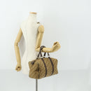 Christian Dior Trotter Canvas Boston Bag Beige Gold Auth 154736-20