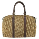 Christian Dior Trotter Canvas Boston Bag Beige Gold Auth 154736-2