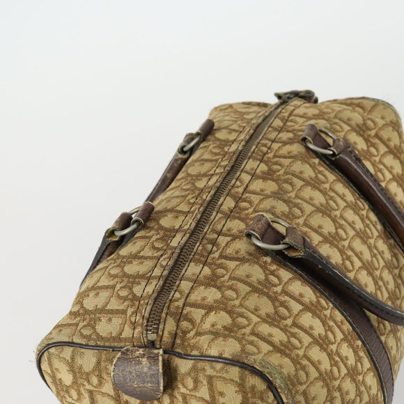 Christian Dior Trotter Canvas Boston Bag Beige Gold Auth 154736