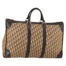 Christian Dior Trotter Canvas Boston Bag Beige Gold Auth 154737-1