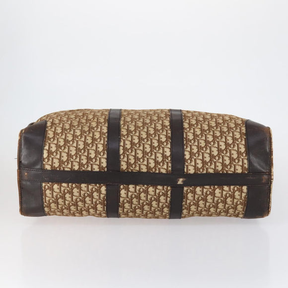 Christian Dior Trotter Canvas Boston Bag Beige Gold Auth 154737