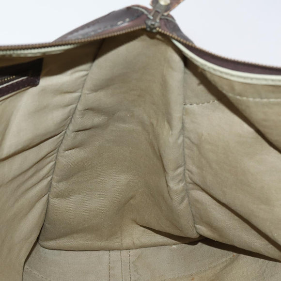 Christian Dior Trotter Canvas Boston Bag Beige Gold Auth 154737