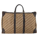 Christian Dior Trotter Canvas Boston Bag Beige Gold Auth 154737-3