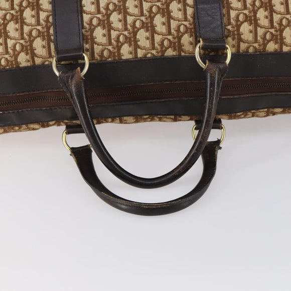 Christian Dior Trotter Canvas Boston Bag Beige Gold Auth 154737
