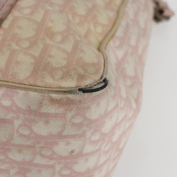Christian Dior Trotter Canvas Romantic Chain Bag PVC Pink Silver Auth 154738