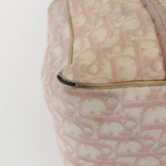 Christian Dior Trotter Canvas Romantic Chain Bag PVC Pink Silver Auth 154738