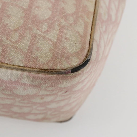 Christian Dior Trotter Canvas Romantic Chain Bag PVC Pink Silver Auth 154738