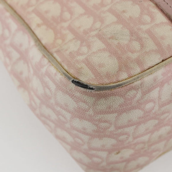 Christian Dior Trotter Canvas Romantic Chain Bag PVC Pink Silver Auth 154738