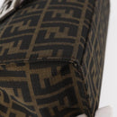 FENDI Zucca Canvas Mamma Baguette Shoulder Bag Black Brown Silver Auth 154739-9