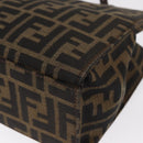 FENDI Zucca Canvas Mamma Baguette Shoulder Bag Black Brown Silver Auth 154739-17