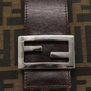 FENDI Zucca Canvas Mamma Baguette Shoulder Bag Black Brown Silver Auth 154739-18