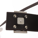 FENDI Zucca Canvas Mamma Baguette Shoulder Bag Black Brown Silver Auth 154739-19