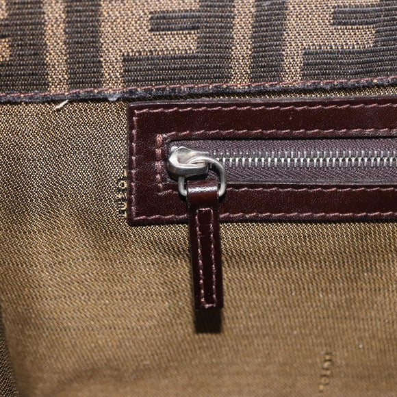 FENDI Zucca Canvas Mamma Baguette Shoulder Bag Black Brown Silver Auth 154739