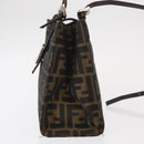 FENDI Zucca Canvas Mamma Baguette Shoulder Bag Black Brown Silver Auth 154739-3