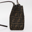 FENDI Zucca Canvas Mamma Baguette Shoulder Bag Black Brown Silver Auth 154739-4