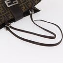 FENDI Zucca Canvas Mamma Baguette Shoulder Bag Black Brown Silver Auth 154739-6
