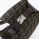 FENDI Zucca Canvas Vanity Hand Bag Black Brown gold Auth 154740-11