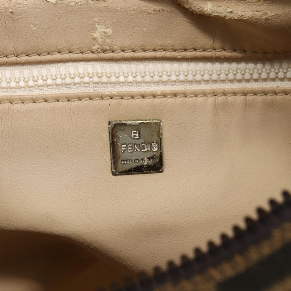 FENDI Zucca Canvas Vanity Hand Bag Black Brown gold Auth 154740