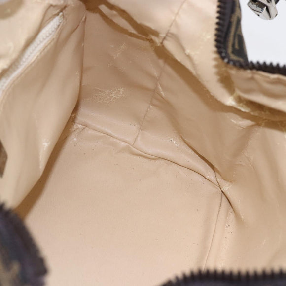 FENDI Zucca Canvas Vanity Hand Bag Black Brown gold Auth 154740