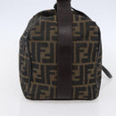 FENDI Zucca Canvas Vanity Hand Bag Black Brown gold Auth 154740-4