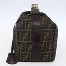 FENDI Zucca Canvas Vanity Hand Bag Black Brown gold Auth 154740-5