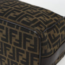 FENDI Zucca Canvas Vanity Hand Bag Black Brown gold Auth 154740-7