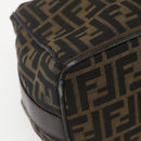 FENDI Zucca Canvas Vanity Hand Bag Black Brown gold Auth 154740-8