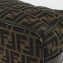 FENDI Zucca Canvas Vanity Hand Bag Black Brown gold Auth 154740-9