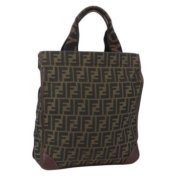 FENDI Zucca Canvas Hand Bag Black Brown Auth 154741