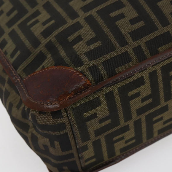 FENDI Zucca Canvas Hand Bag Black Brown Auth 154741