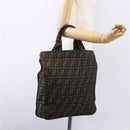 FENDI Zucca Canvas Hand Bag Black Brown Auth 154741-19