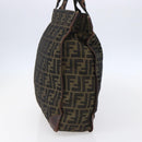 FENDI Zucca Canvas Hand Bag Black Brown Auth 154741-4