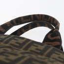 FENDI Zucca Canvas Hand Bag Black Brown Auth 154741-8