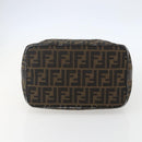 FENDI Zucca Canvas Vanity Hand Bag Black Brown gold Auth 154743-5