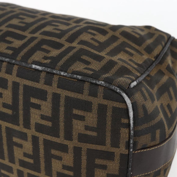 FENDI Zucca Canvas Vanity Hand Bag Black Brown gold Auth 154743