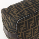 FENDI Zucca Canvas Vanity Hand Bag Black Brown gold Auth 154743-15