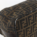 FENDI Zucca Canvas Vanity Hand Bag Black Brown gold Auth 154743-10