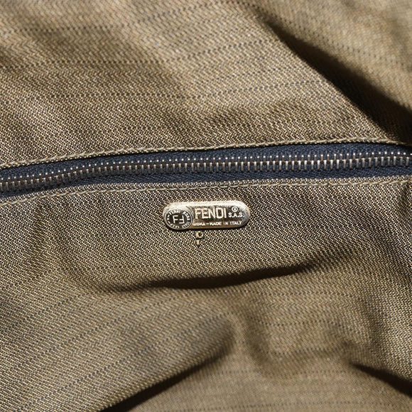 FENDI Zucca Canvas Vanity Hand Bag Black Brown gold Auth 154743