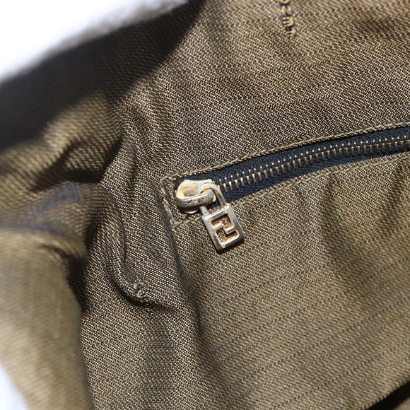 FENDI Zucca Canvas Vanity Hand Bag Black Brown gold Auth 154743