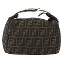 FENDI Zucca Canvas Vanity Hand Bag Black Brown gold Auth 154743-13