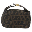 FENDI Zucca Canvas Vanity Hand Bag Black Brown gold Auth 154743-2