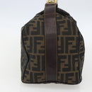 FENDI Zucca Canvas Vanity Hand Bag Black Brown gold Auth 154743-3