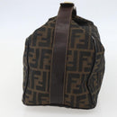 FENDI Zucca Canvas Vanity Hand Bag Black Brown gold Auth 154743-4