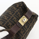 FENDI Zucca Canvas Vanity Hand Bag Black Brown gold Auth 154743-6