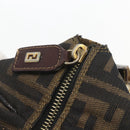 FENDI Zucca Canvas Vanity Hand Bag Black Brown gold Auth 154743-8
